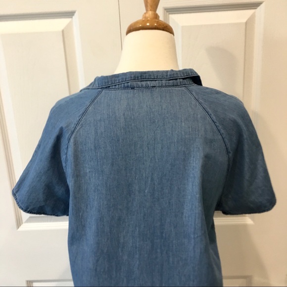 CHAMBRAY DENIM SAMPLE SZ M S/S TUNIC OVERSIZED TOP - Picture 5 of 8